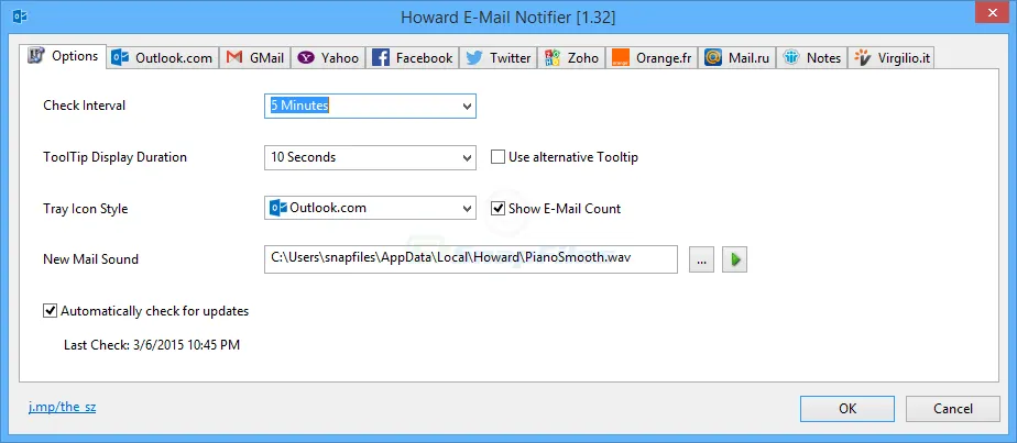 Howard E-Mail Notifier スクリーンショット 2