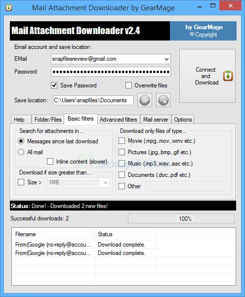 Mail Attachment Downloader スクリーンショット 2