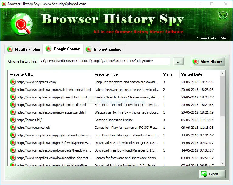 Browser History Spy スクリーンショット 1