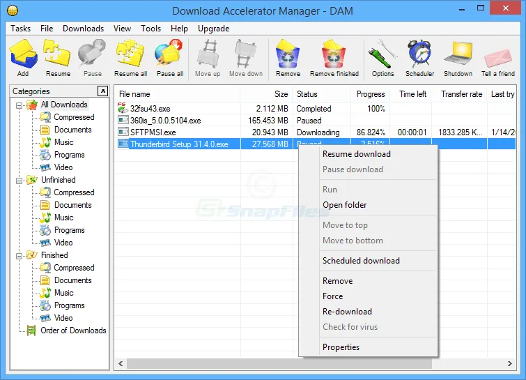 Download Accelerator Manager スクリーンショット 1