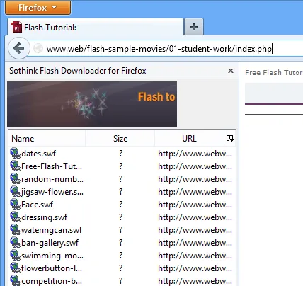 Flash Downloader for Firefox スクリーンショット 1