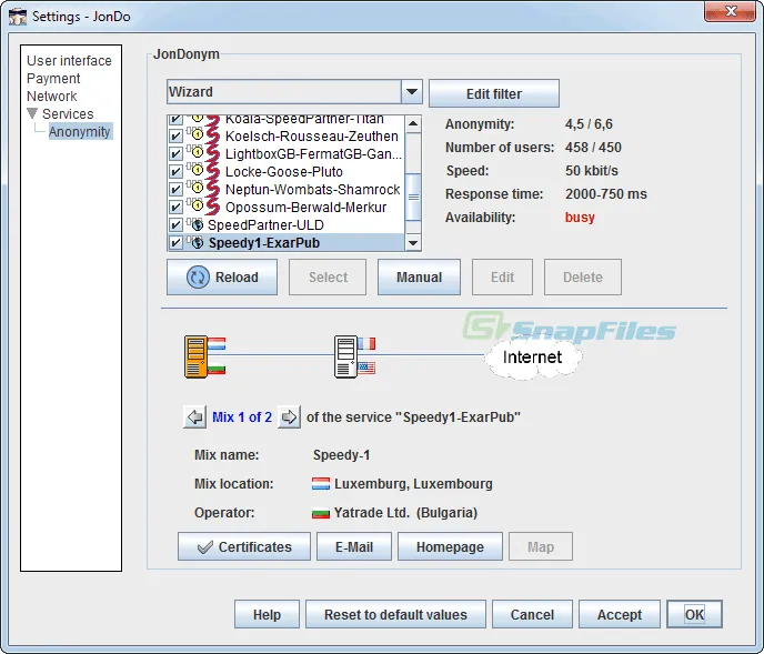 JAP Anon Proxy スクリーンショット 2