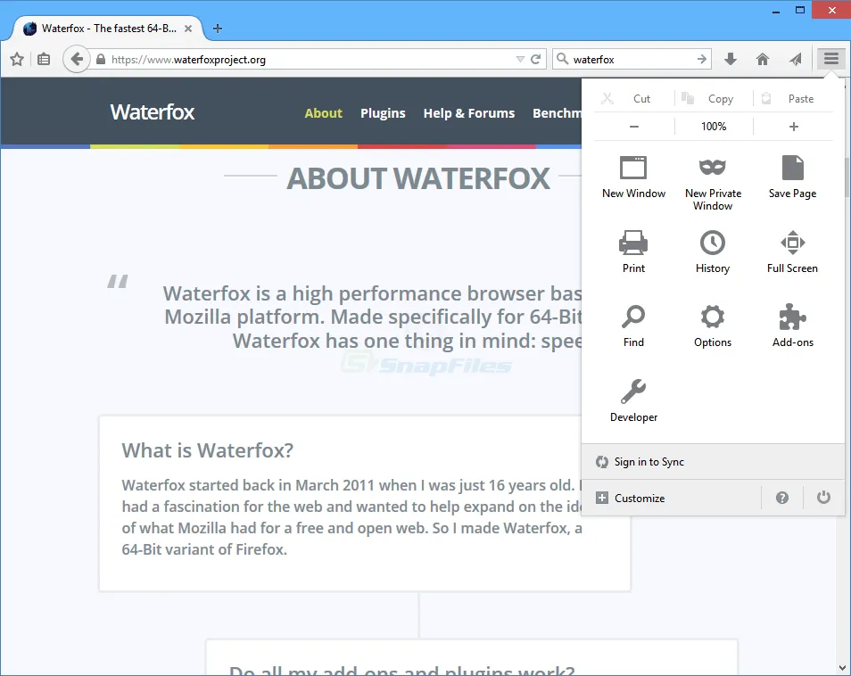 Waterfox スクリーンショット 2