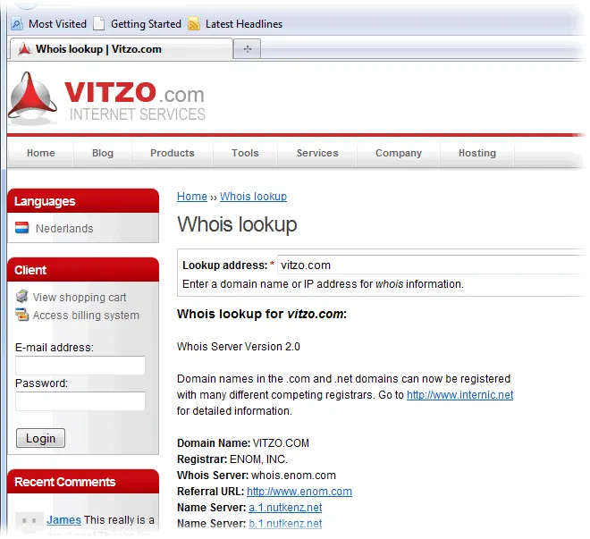 Vitzo WHOIS for Firefox スクリーンショット 2