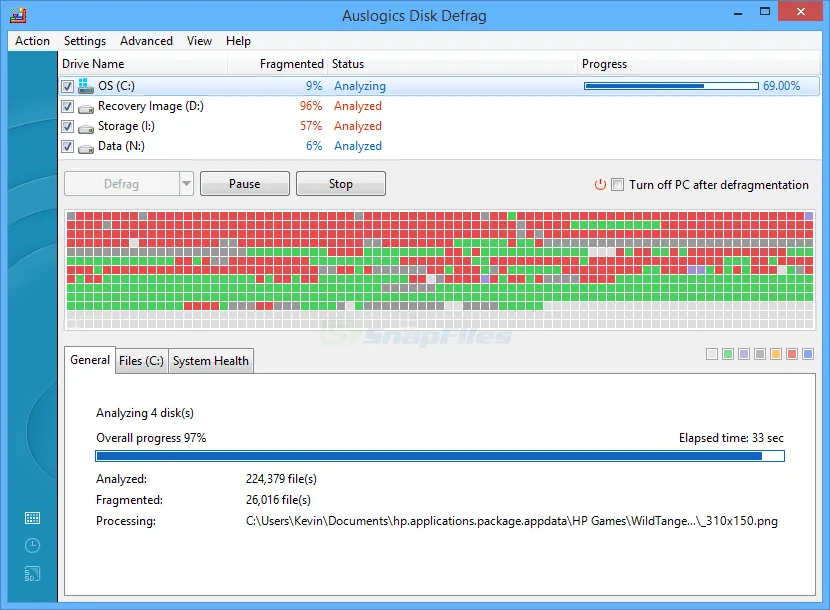 Auslogics Disk Defrag スクリーンショット 1