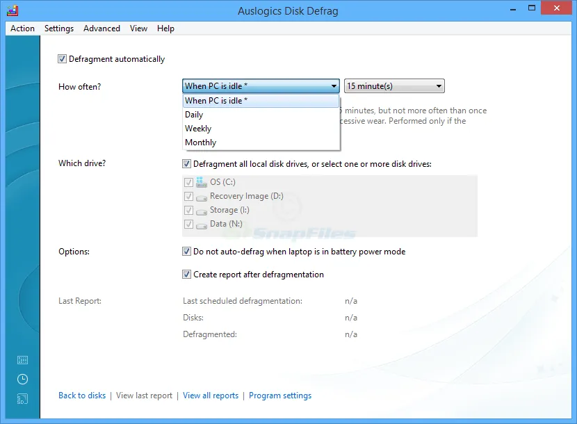 Auslogics Disk Defrag スクリーンショット 2