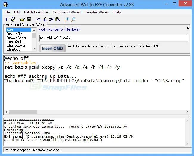 Advanced BAT to EXE Converter スクリーンショット 1