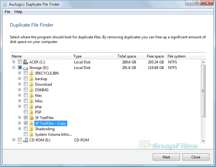 Auslogics Duplicate File Finder スクリーンショット 1