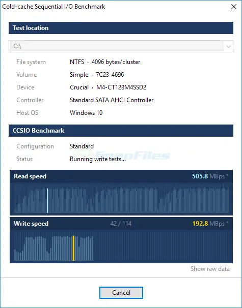 CCSIO Benchmark スクリーンショット 1