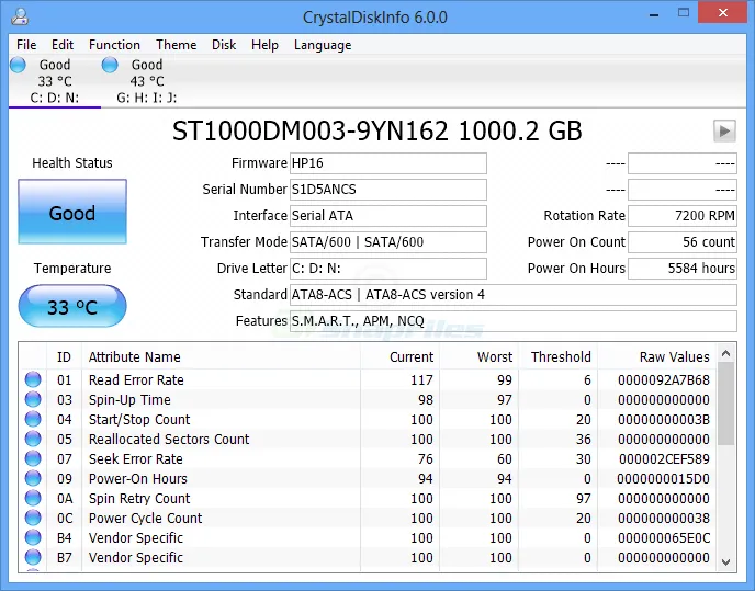 CrystalDiskInfo スクリーンショット 1