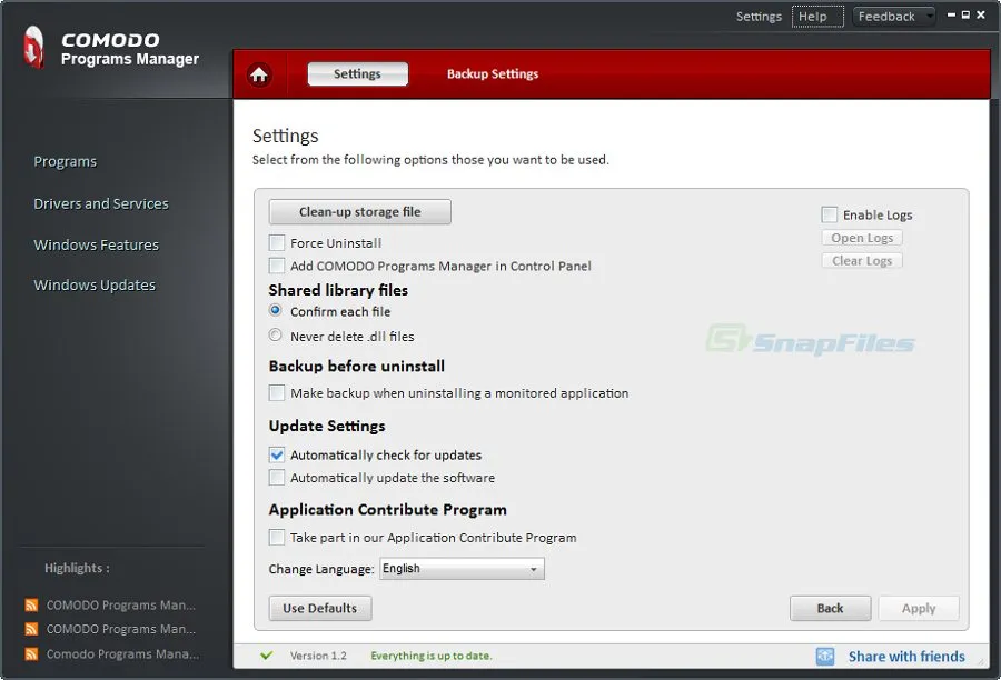 Comodo Programs Manager スクリーンショット 2