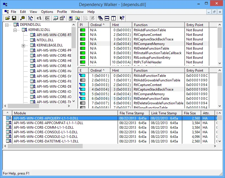 Dependency Walker スクリーンショット 1