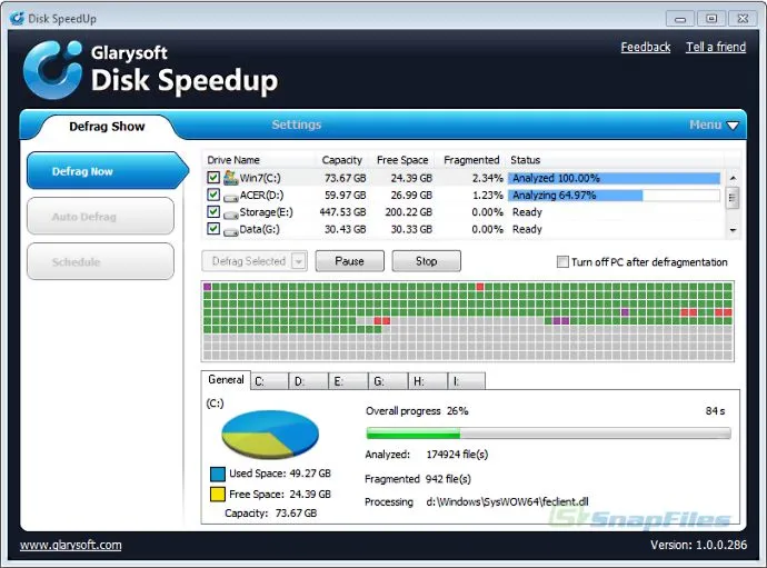 Glarysoft Disk SpeedUp スクリーンショット 1