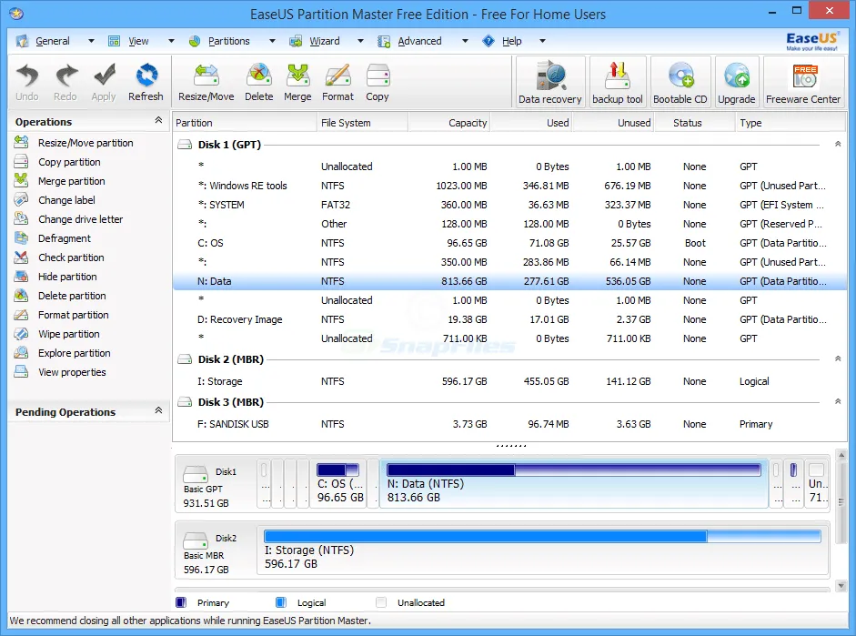 EaseUS Partition Master スクリーンショット 1