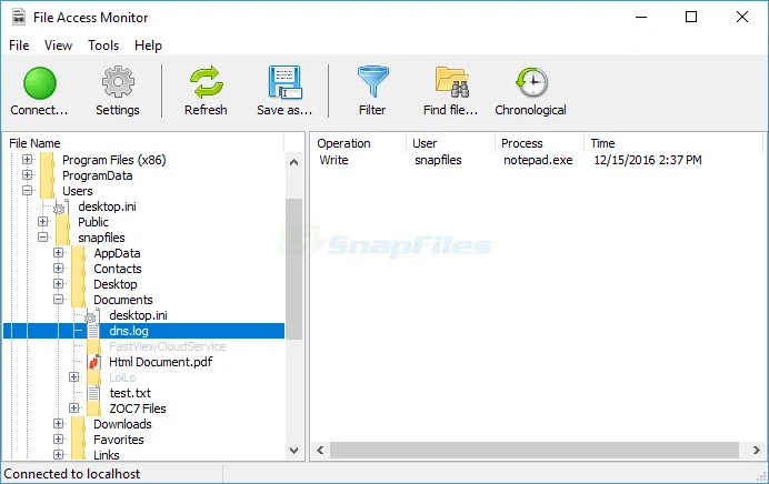 SoftPerfect File Access Monitor スクリーンショット 1