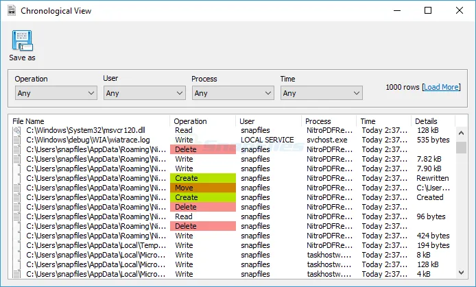 SoftPerfect File Access Monitor スクリーンショット 2