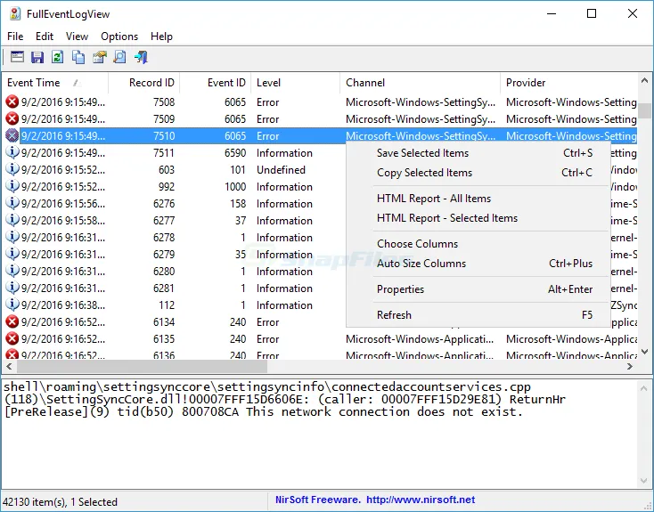 FullEventLogView スクリーンショット 1