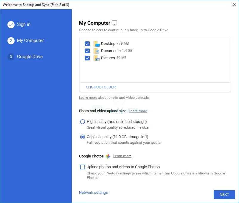 Google Backup and Sync スクリーンショット 1