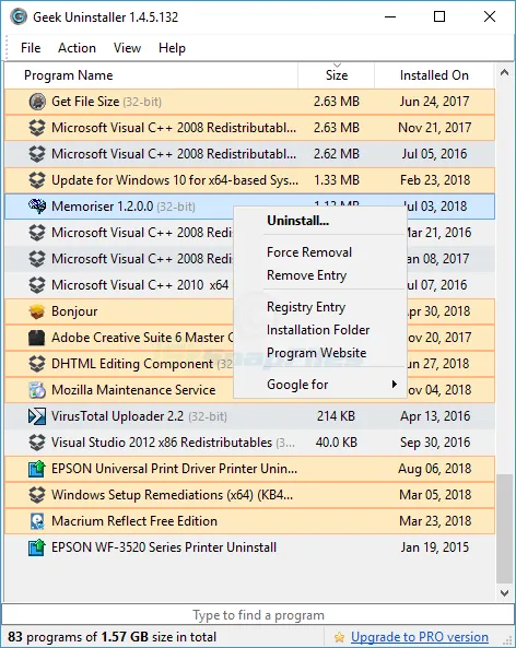Geek Uninstaller スクリーンショット 1