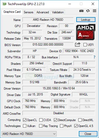 GPU-Z スクリーンショット 1