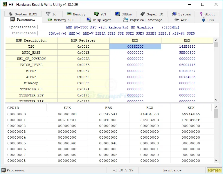 HE - Hardware Read and Write Utility スクリーンショット 1