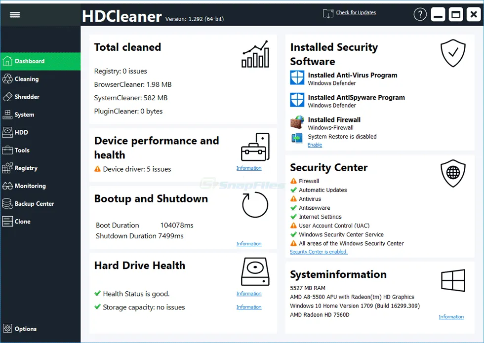 HDCleaner スクリーンショット 1