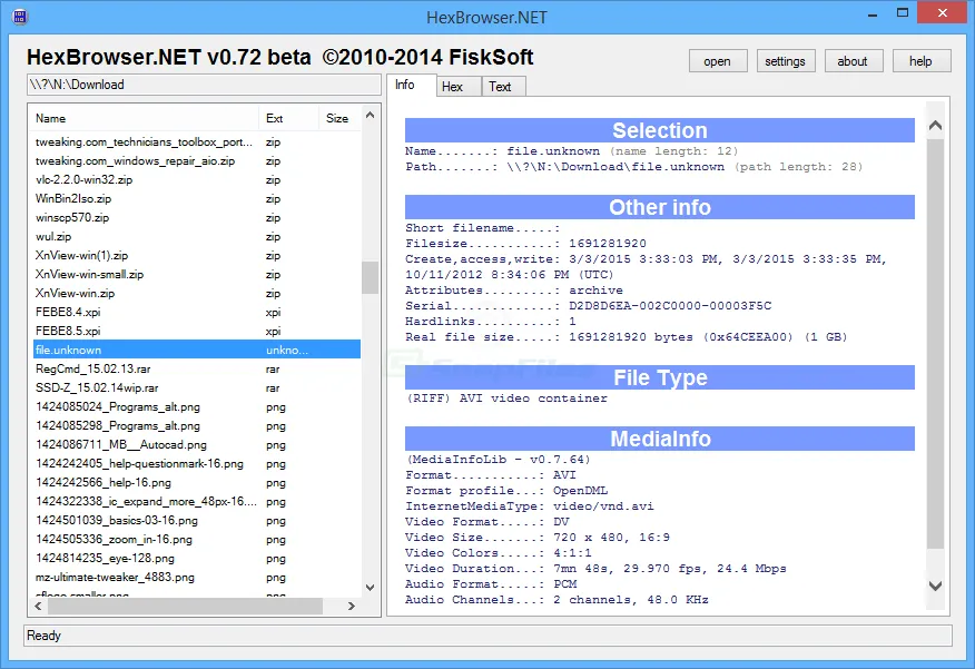 HexBrowser スクリーンショット 1