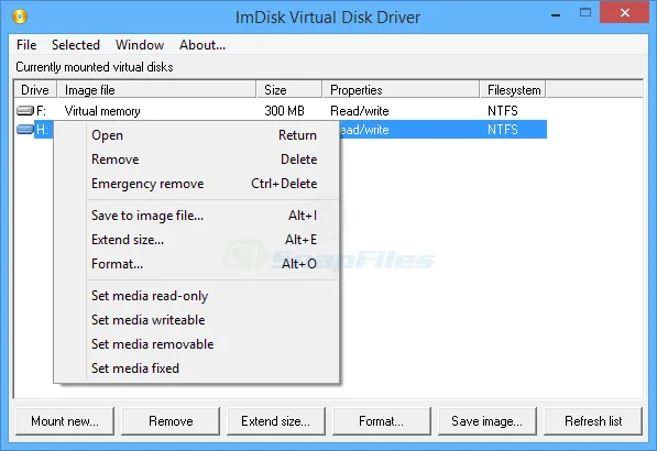 ImDisk Virtual Disk Driver スクリーンショット 1