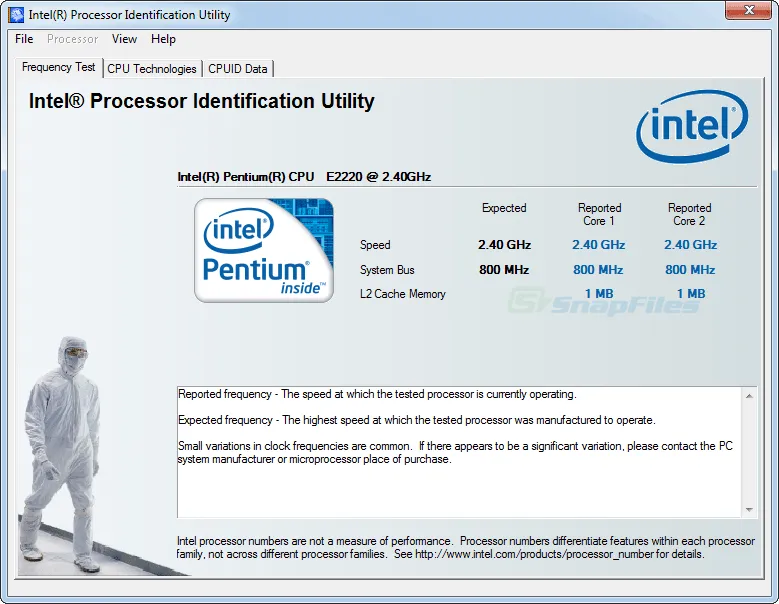 Intel Processor Identification Utility スクリーンショット 1