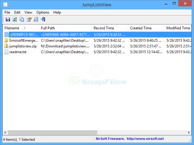 JumpListsView スクリーンショット 1