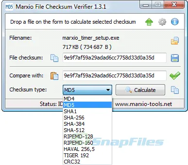 Marxio File Checksum Verifier スクリーンショット 1