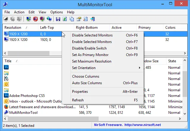 MultiMonitorTool スクリーンショット 1