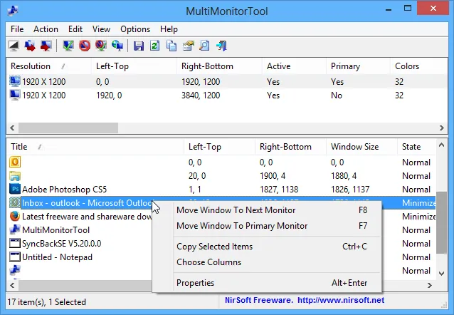 MultiMonitorTool スクリーンショット 2