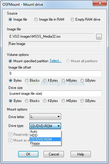 OSFMount スクリーンショット 2