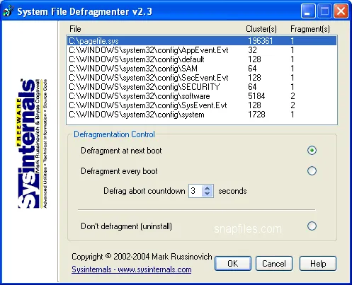 PageDefrag スクリーンショット 1