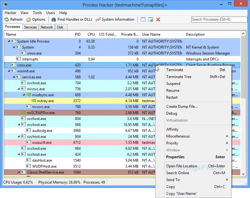 Process Hacker スクリーンショット 1