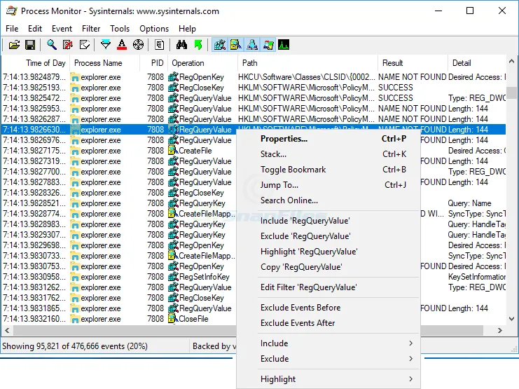 Process Monitor スクリーンショット 1