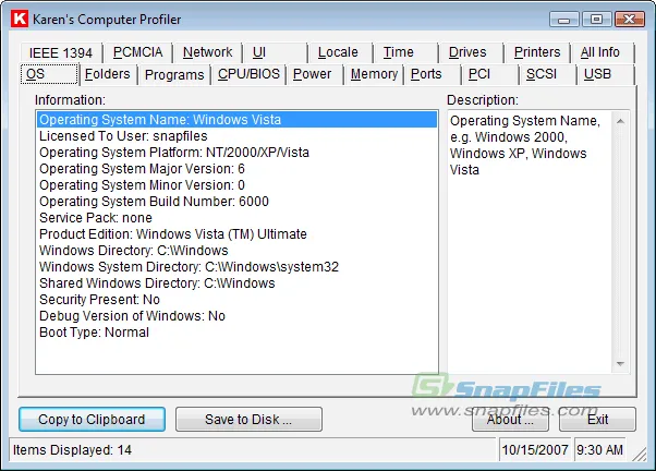 Karens Computer Profiler スクリーンショット 1