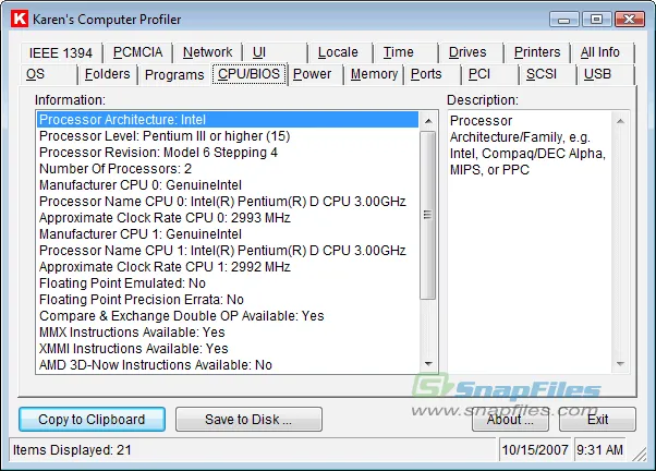 Karens Computer Profiler スクリーンショット 2