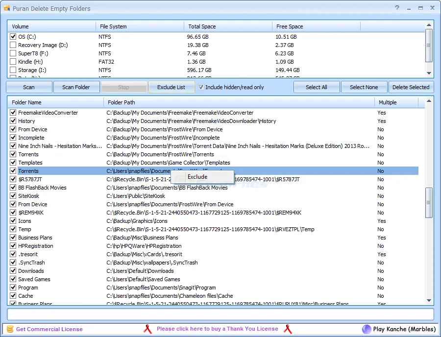 Puran Delete Empty Folders スクリーンショット 1