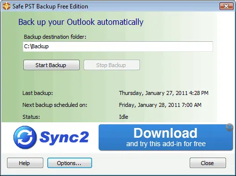 Safe PST Backup (Free Edition) スクリーンショット 1