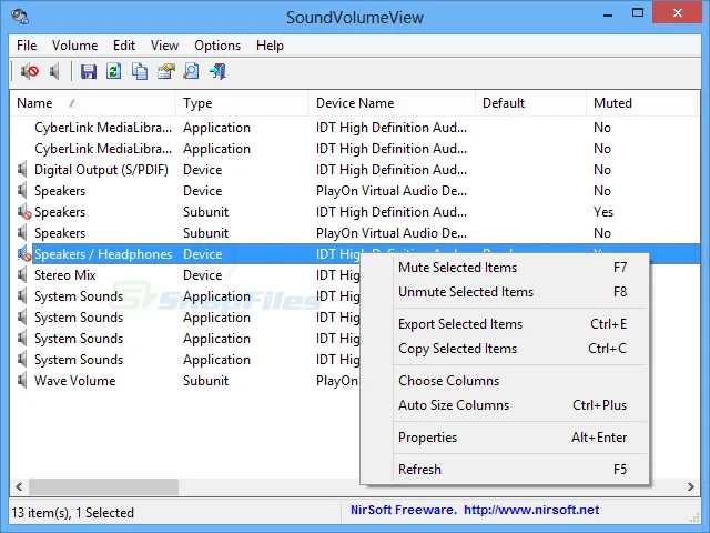 SoundVolumeView スクリーンショット 1