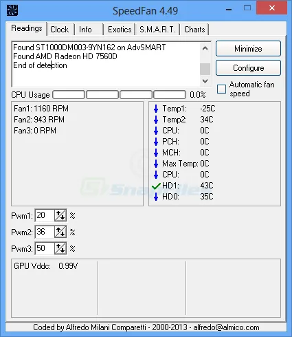 SpeedFan スクリーンショット 1