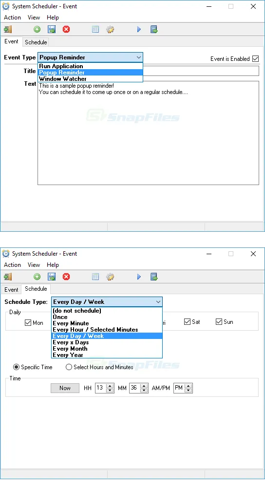 System Scheduler スクリーンショット 2