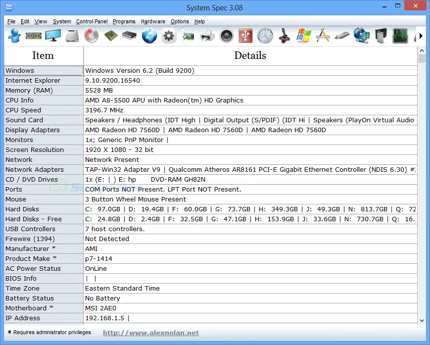 System Spec スクリーンショット 1