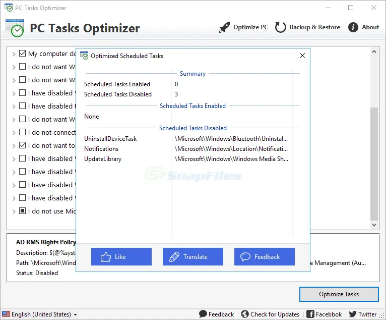 PC Tasks Optimizer スクリーンショット 2