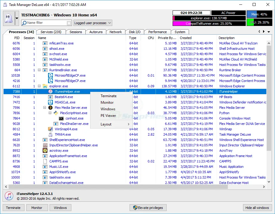 MiTeC Task Manager DeLuxe スクリーンショット 1