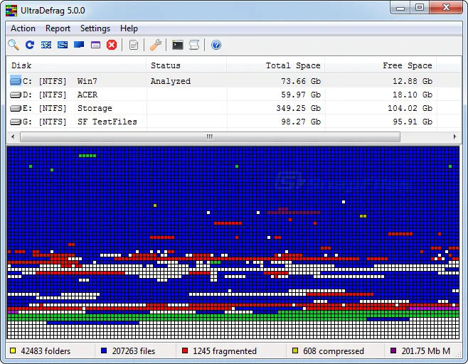 UltraDefrag スクリーンショット 1