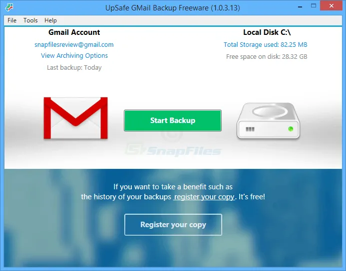 UpSafe Gmail Backup スクリーンショット 1