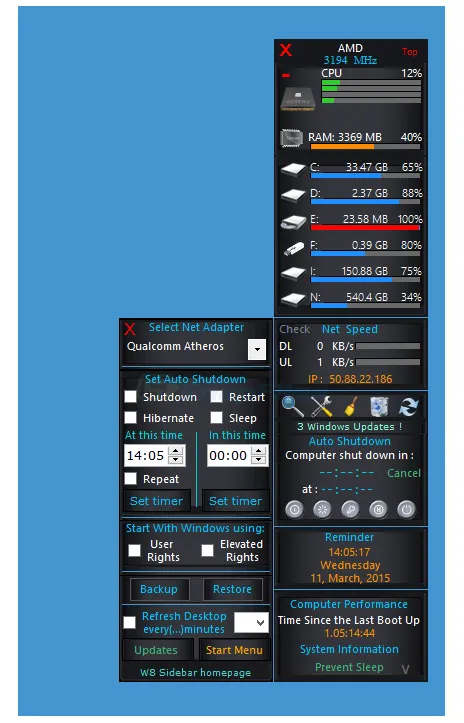 W8 Sidebar スクリーンショット 2